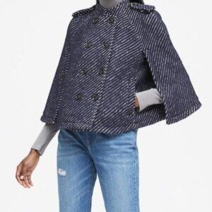 BANANA REPUBLIC Wool Mohair Alpaca-Blend Double-Breasted Preppy Poncho Capelet
